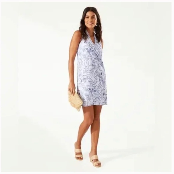 Tommy Bahama Two Palms Floral Flirtini Ruffle Linen Mini Dress Size M - Picture 1 of 10
